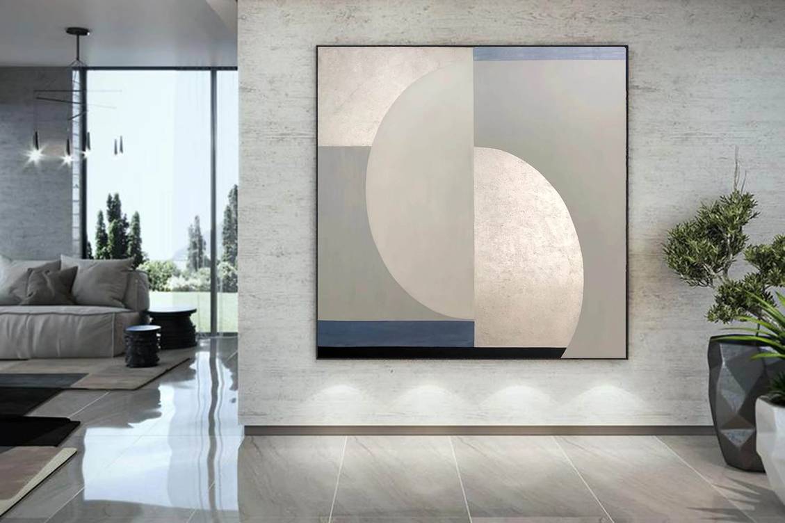 Hallway Room Geometric Silver Abstract Canvas Artwork W043S wall art